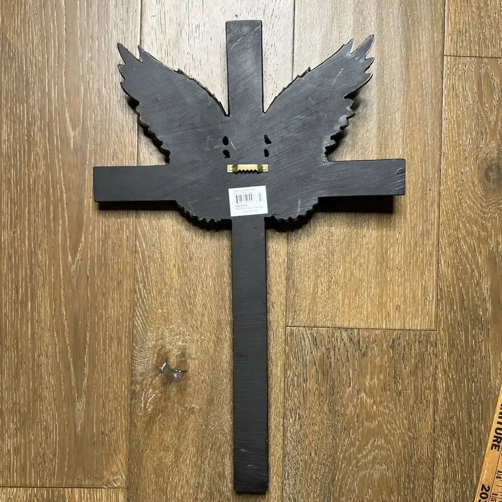 Angel Wings Cross Wall Hanging Resin Silver Gold Spiritual Religious Decor 20